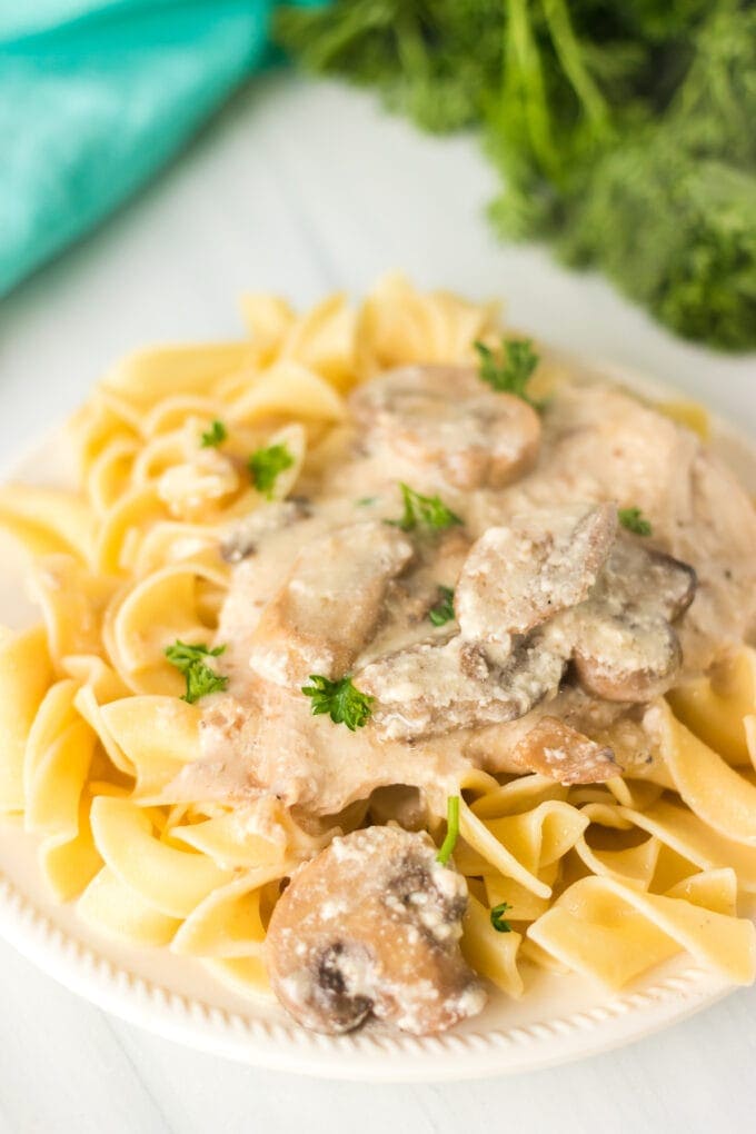 Slow Cooker Mushroom Chicken | YellowBlissRoad.com