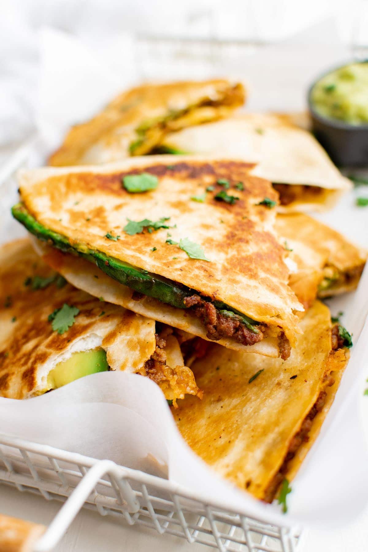 slices of quesadillas with ground beef