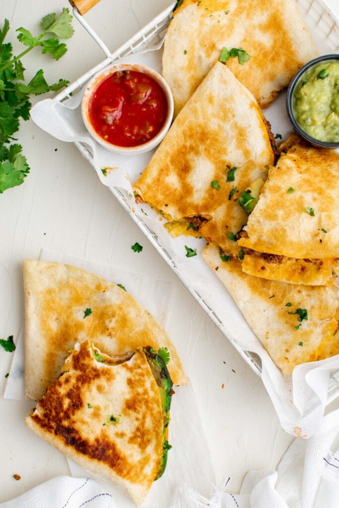 Ground Beef Quesadillas with Avocado