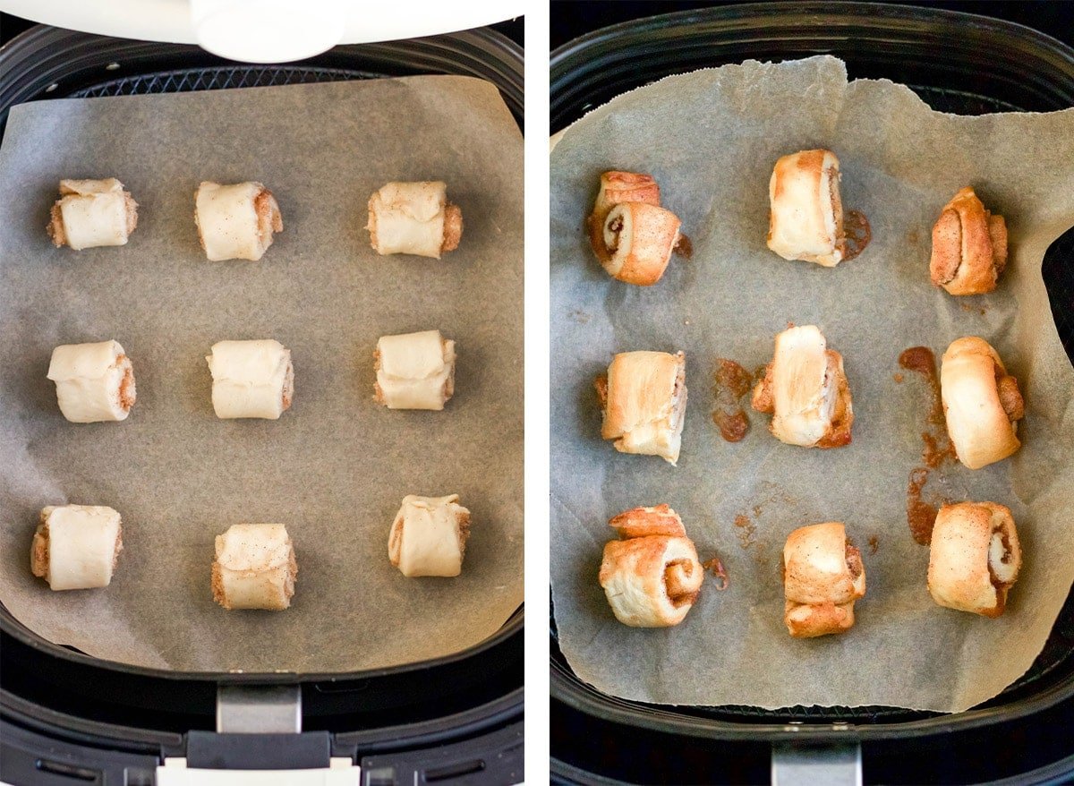 cinnamon rolls in air fryer basket