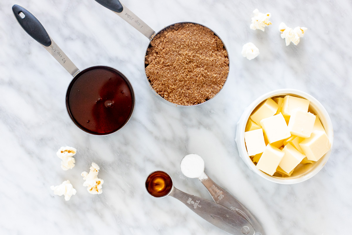 Ingredients for caramel popcorn