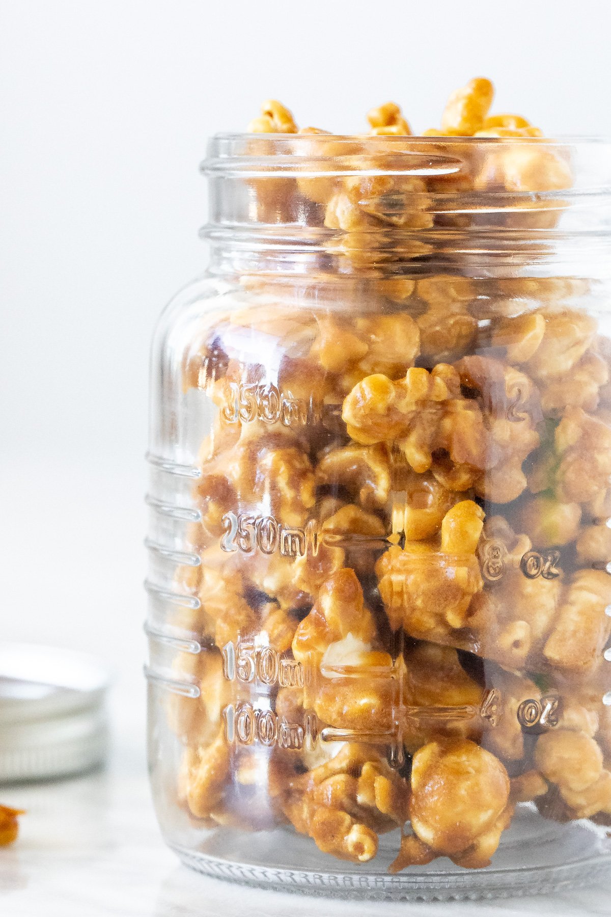 Jar of caramel popcorn