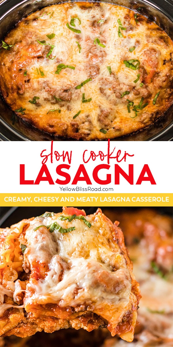 Easy Cheesy Slow Cooker Lasagna | YellowBlissRoad.com