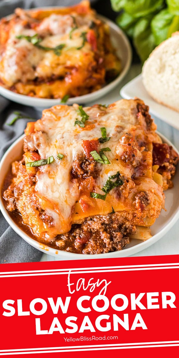 Easy Cheesy Slow Cooker Lasagna | YellowBlissRoad.com