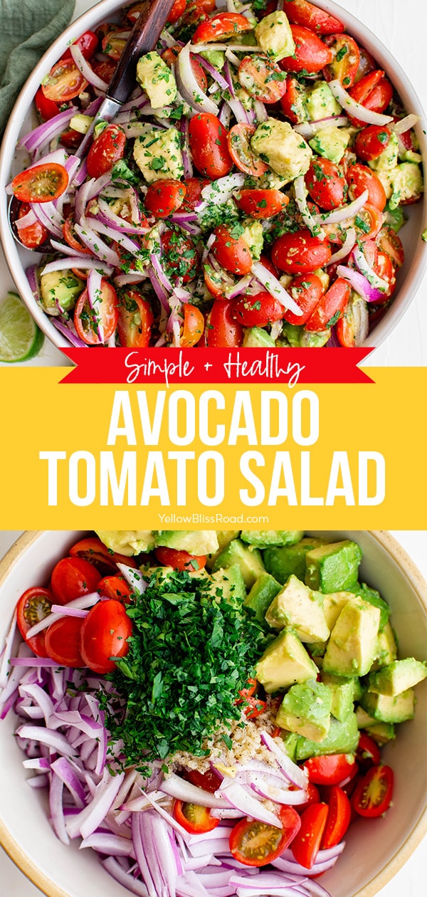 Simple and Fresh Tomato Avocado Salad | YellowBlissRoad.com