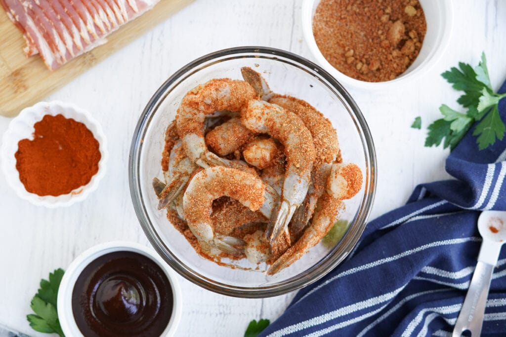 shrimp in a bowl with bbq seasoning