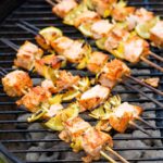 Salmon Kabobs on the grill.