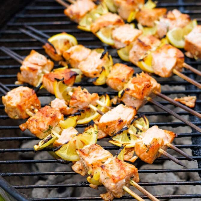 Easy Grilled Salmon Kabobs
