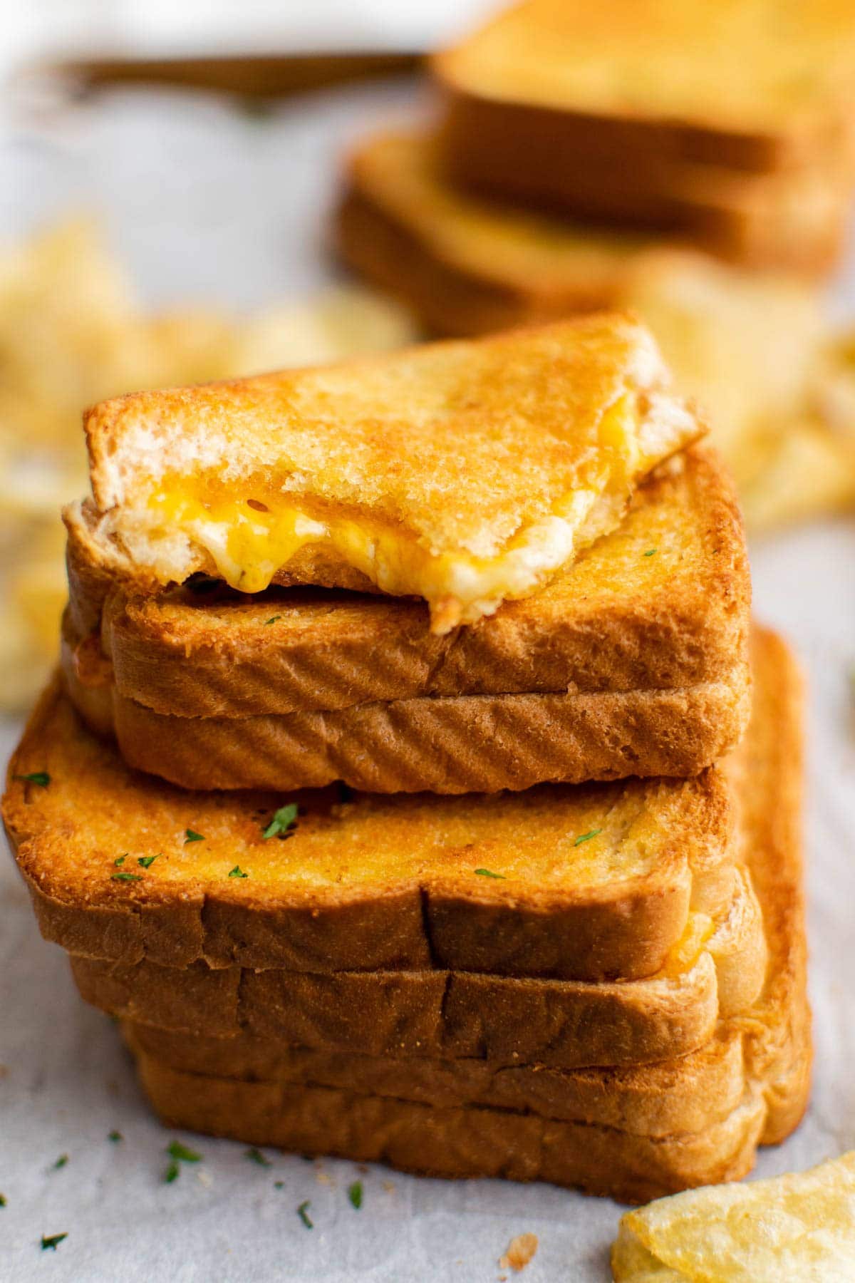 stack of grilled cheese sandwiches