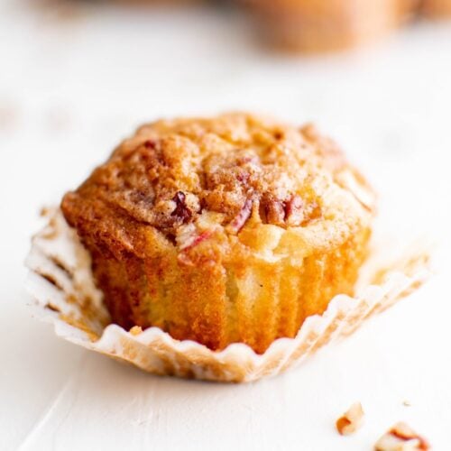 Rhubarb Muffins with Pecan Streusel Topping