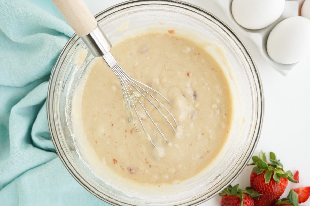 doughnut batter with strawberries