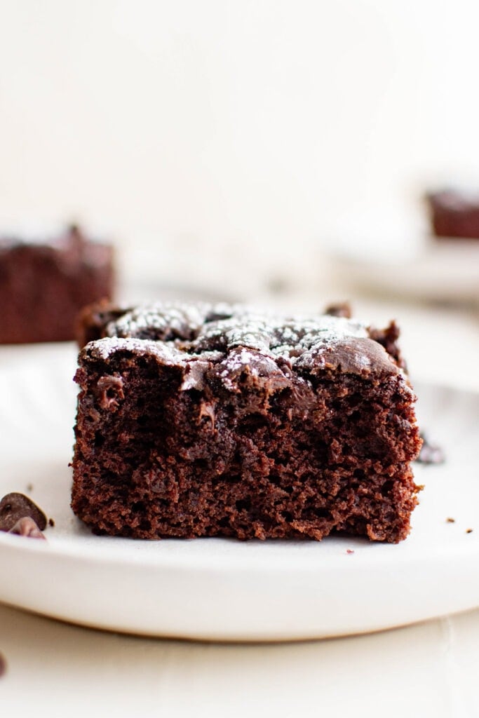 side view close up of chocolate snack cake