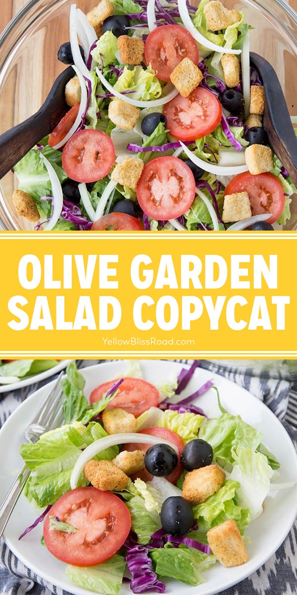Easy Olive Garden Salad with Copycat Dressing | YellowBlissRoad.com