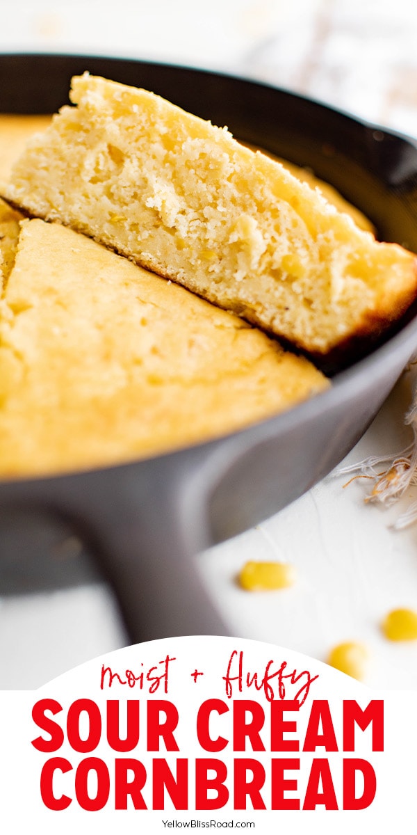 Sour Cream Cornbread (So easy!) | YellowBlissRoad.com