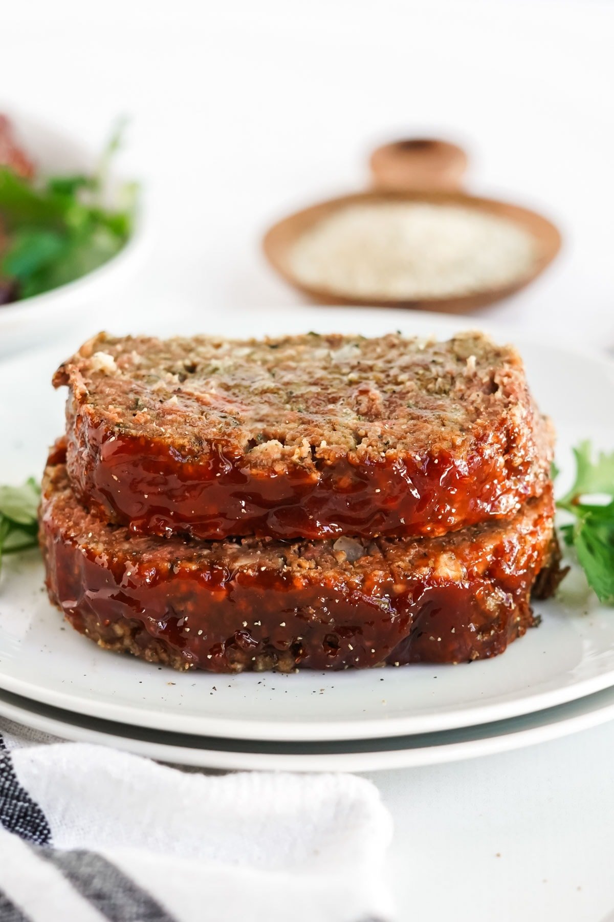 slices of meatloaf on a plate