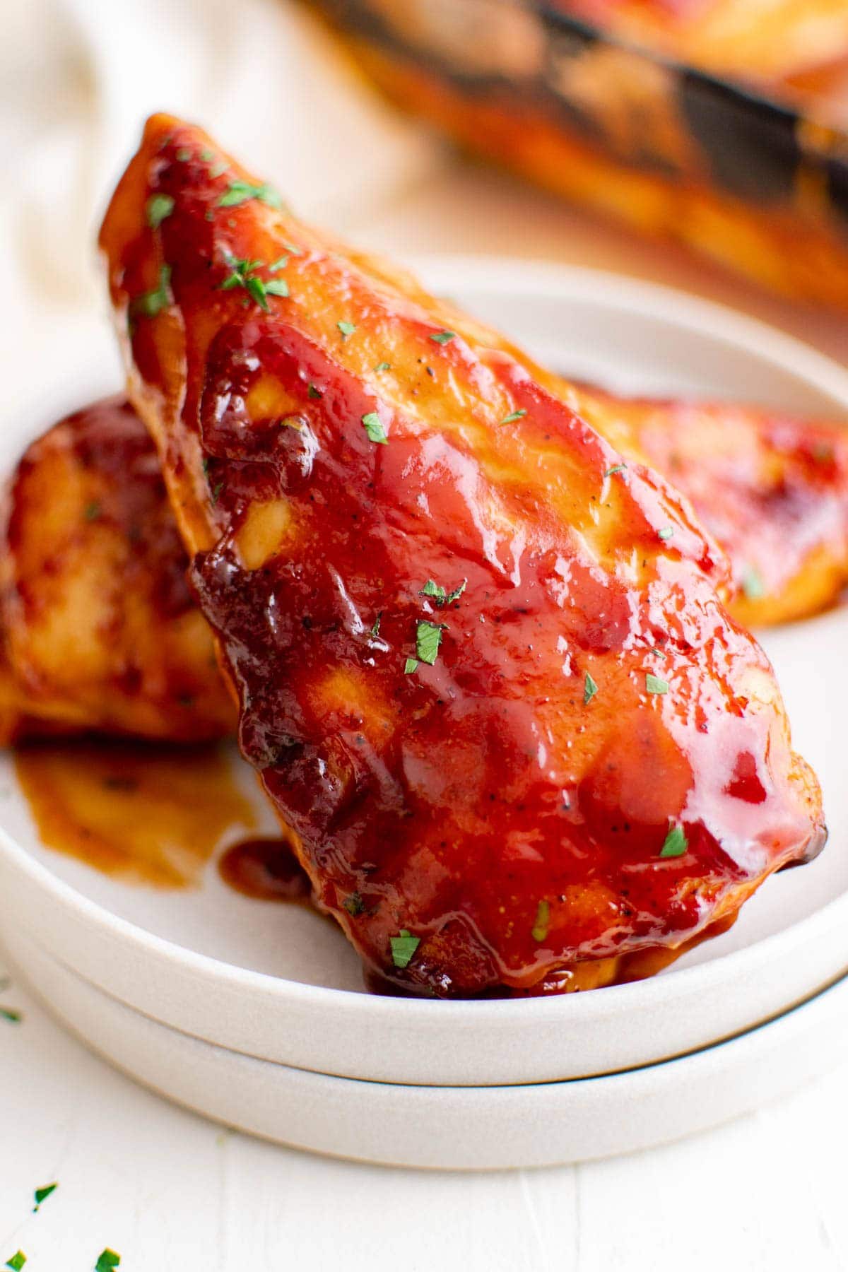 baked bbq chicken on a plate