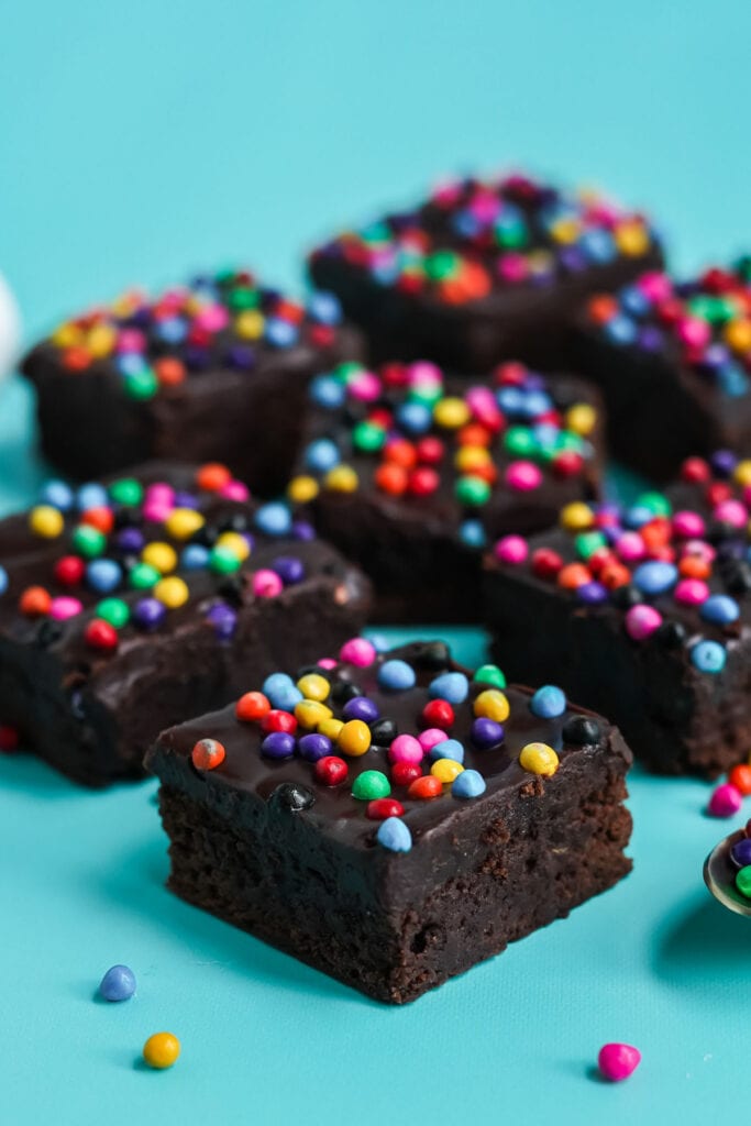 cosmic brownie squares on a blue background