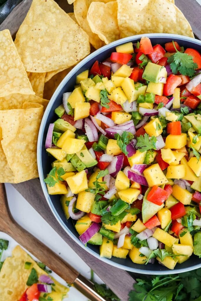 mango salsa, tortilla chips