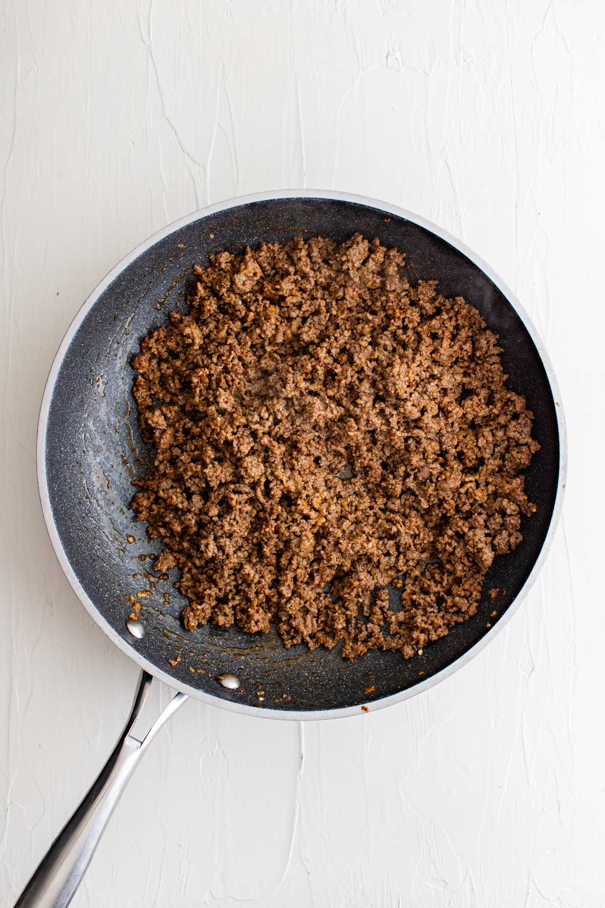 ground beef taco meat in a skillet