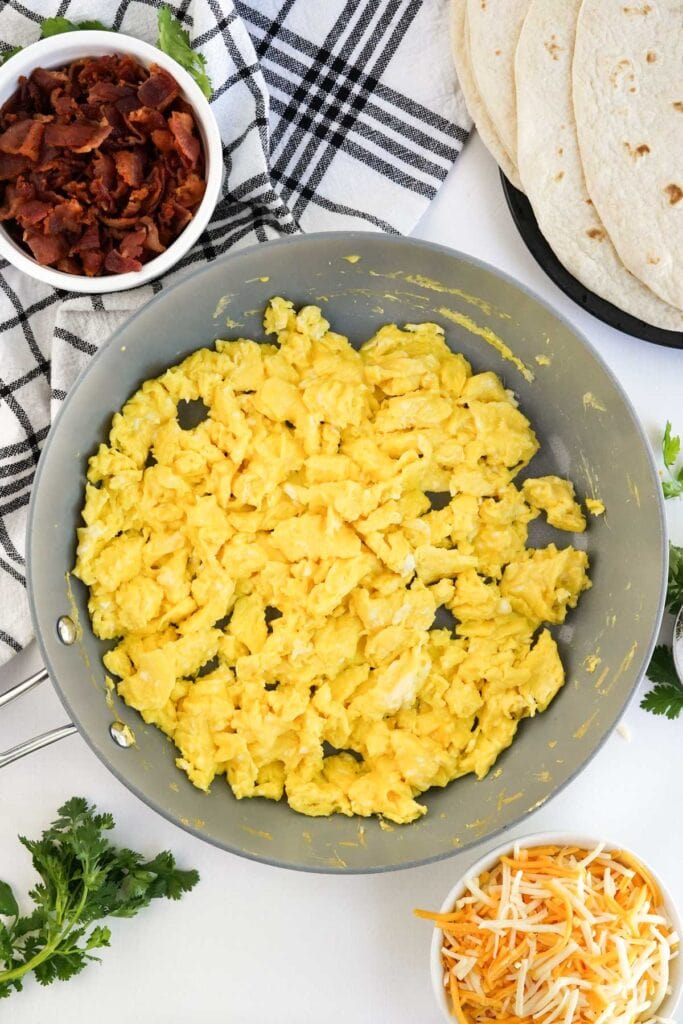 scrambled eggs in a skillet