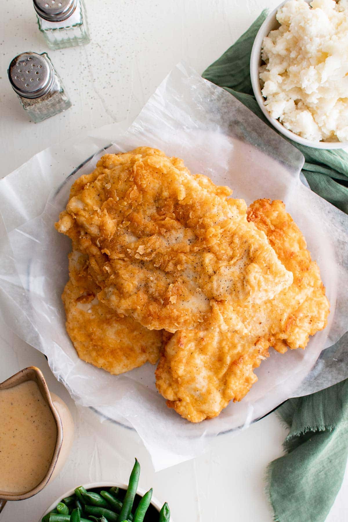 stack of breaded chicken fried chicken