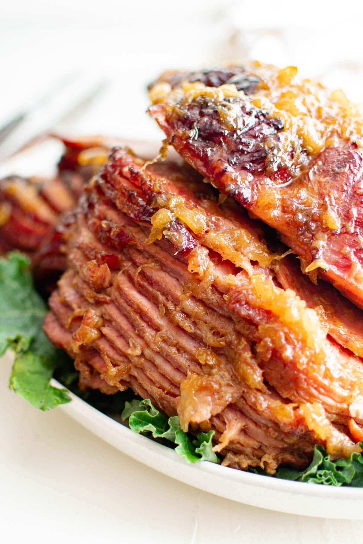 Small Crock Pot Ham with Brown Sugar Honey Glaze - 101 Cooking For Two