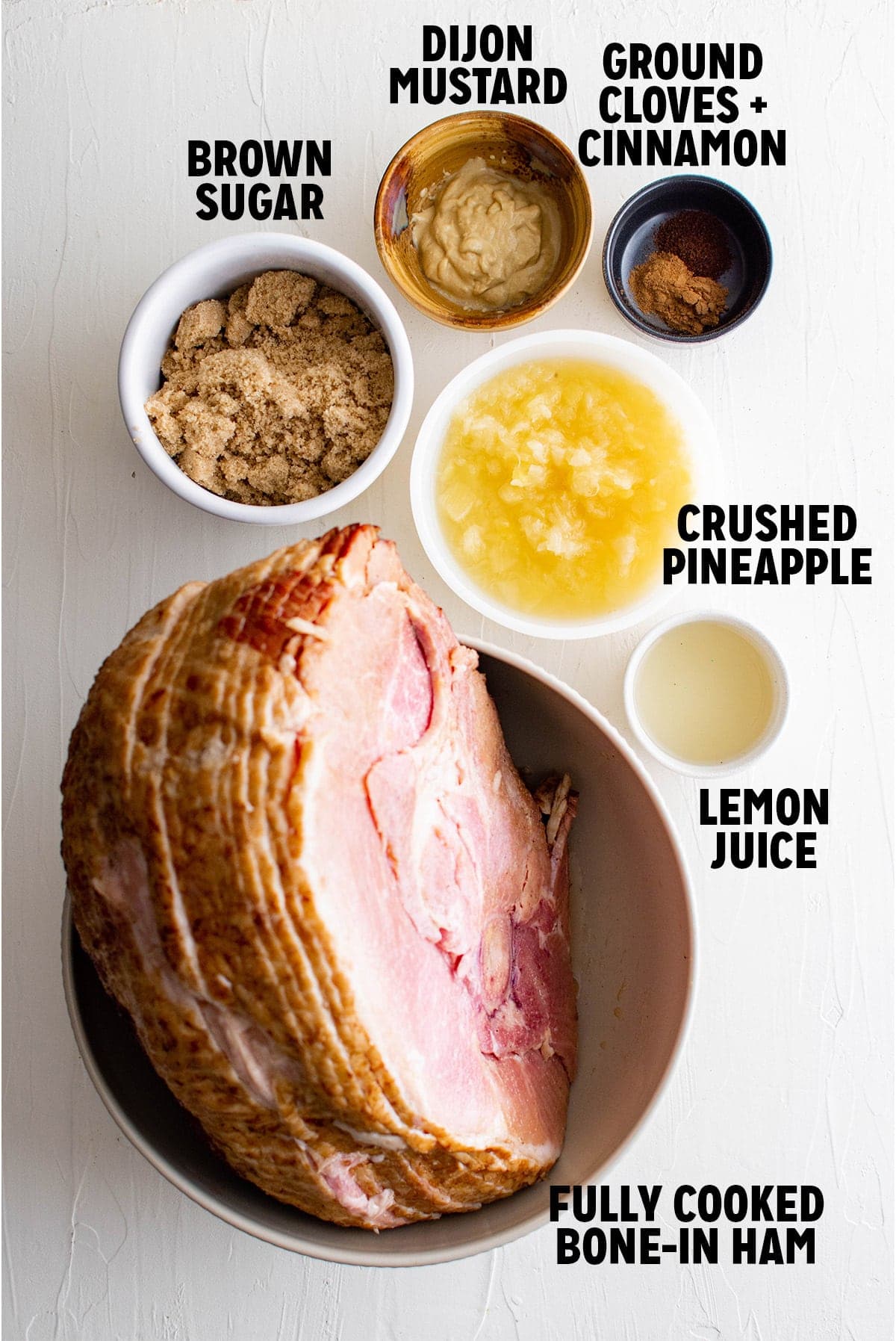 ingredients for a baked ham.