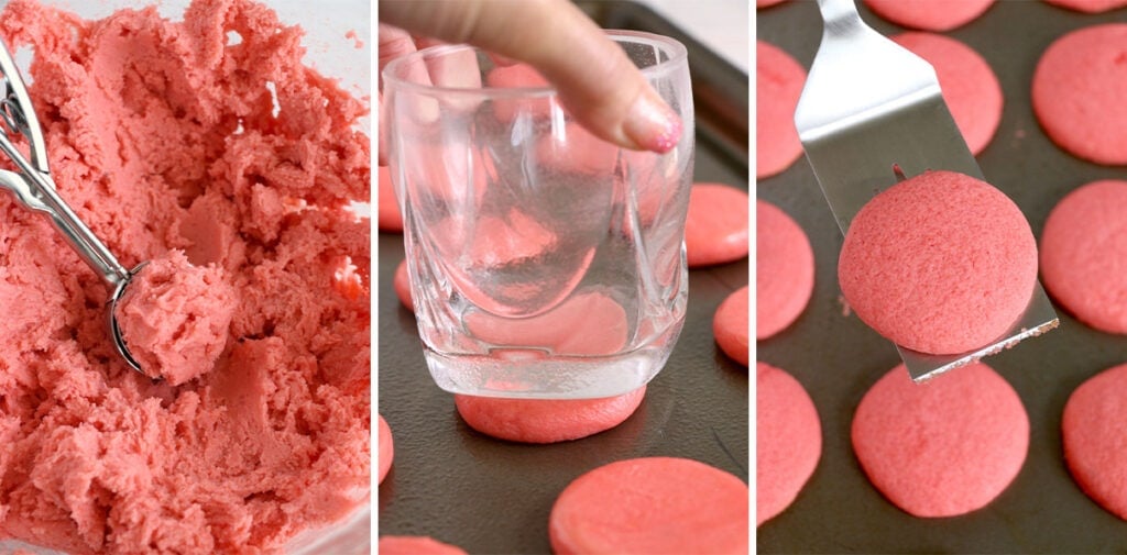 collage of images showing how to make jello cookie dough