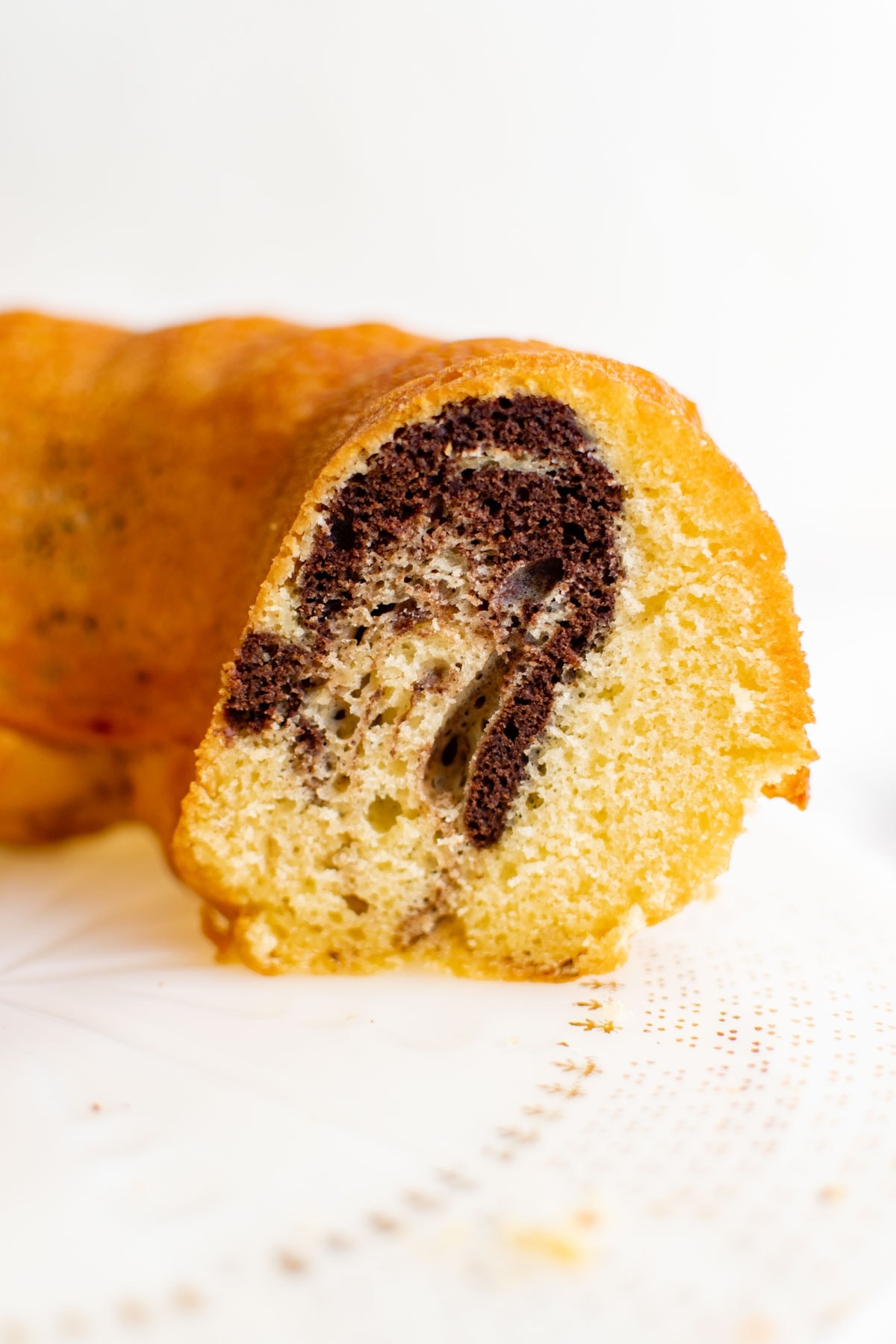 bundt cake sliced to see the inside