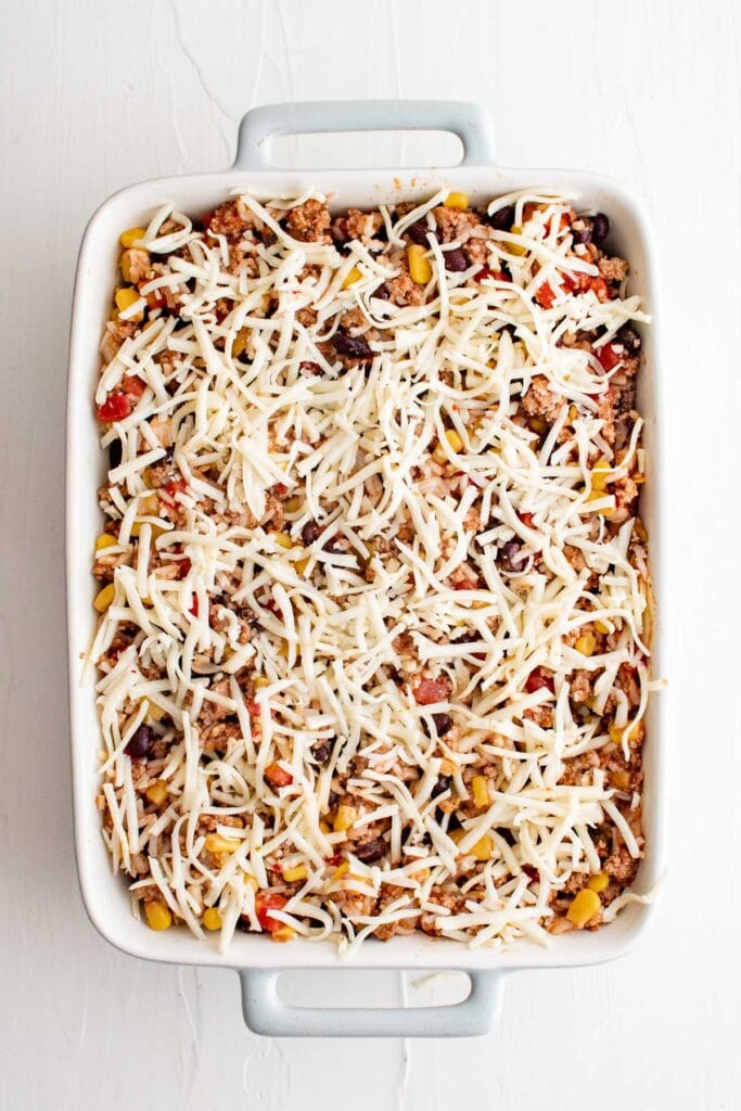 casserole with cheese on top