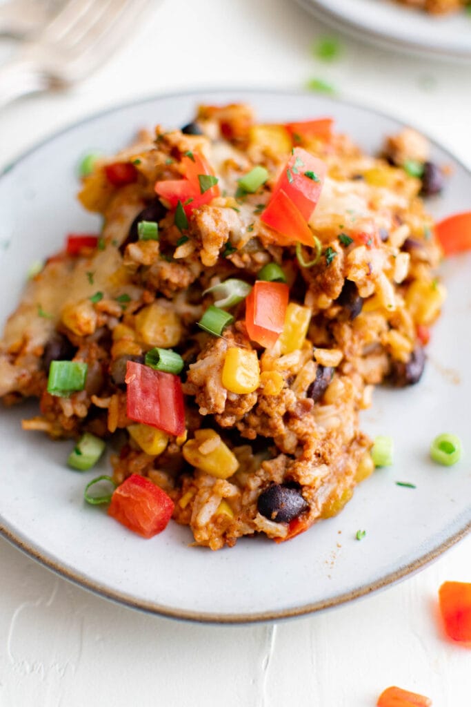 plate of southwest ground turkey casserole