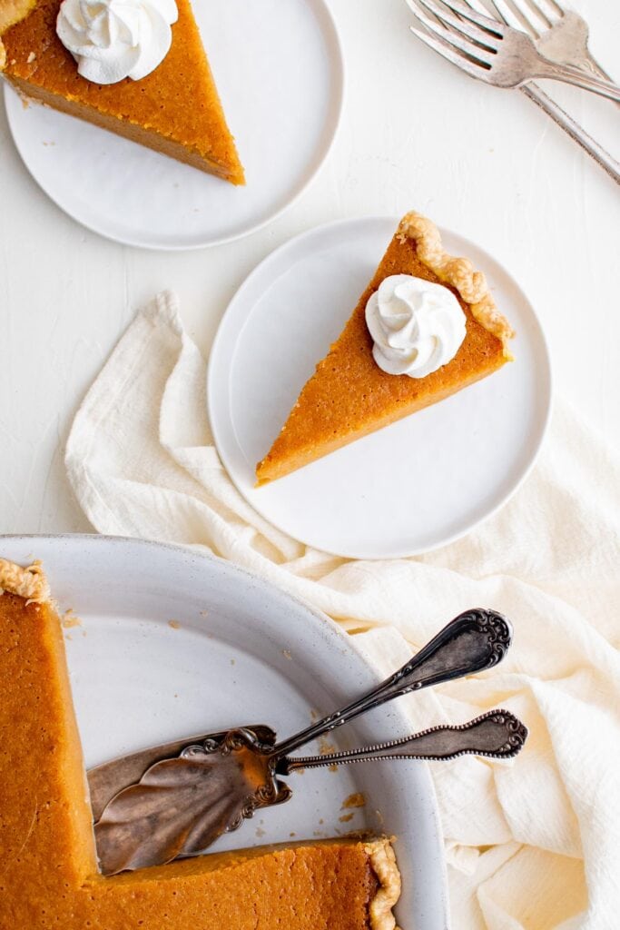 slices of sweet potato pie with whilled cream