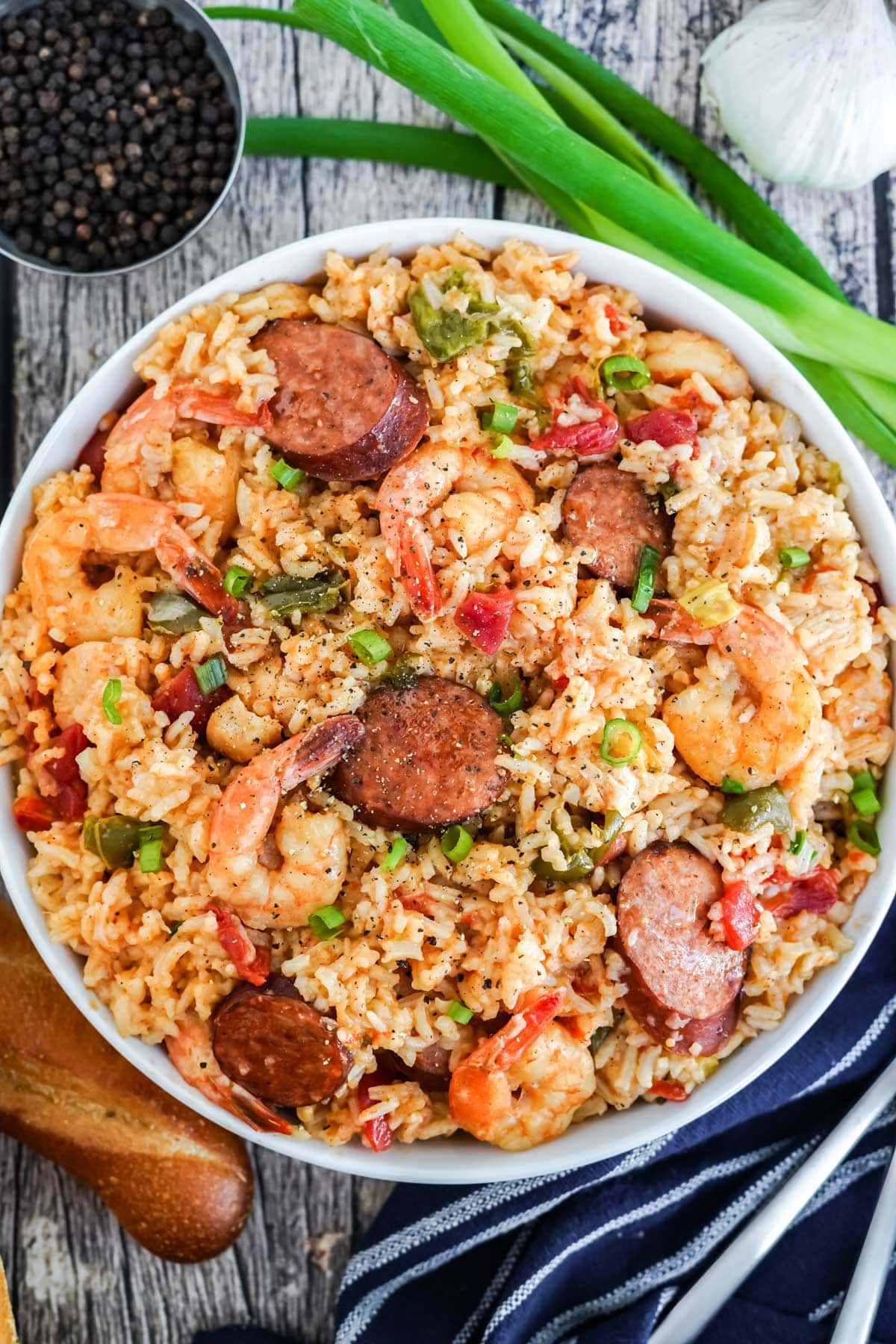 jambalaya with sausage, shrimp and chicken and rice