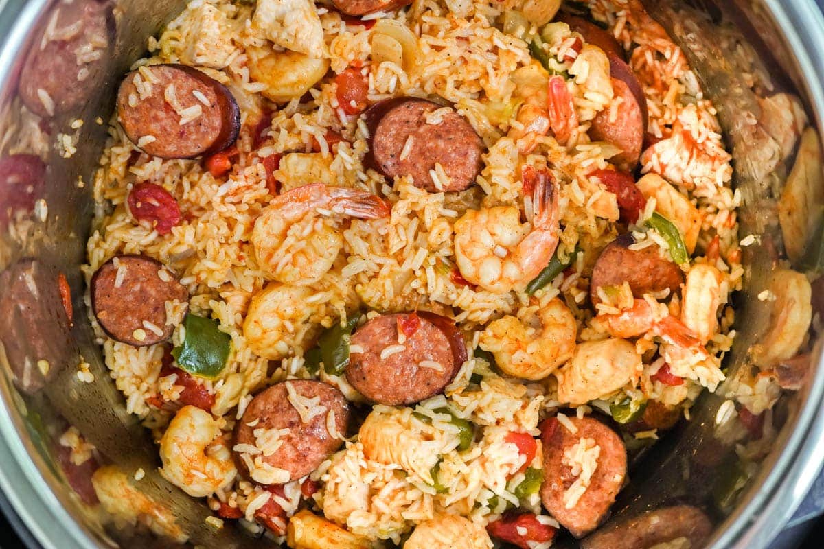 instant pot jambalaya in the pot