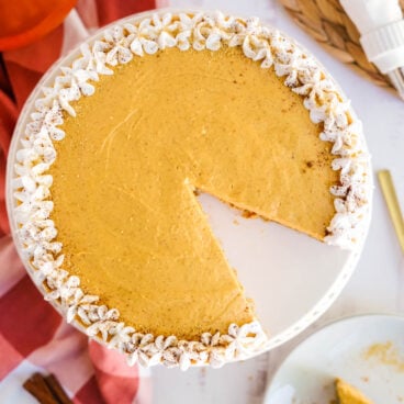 pumpkin cheesecake, with a slice taken out