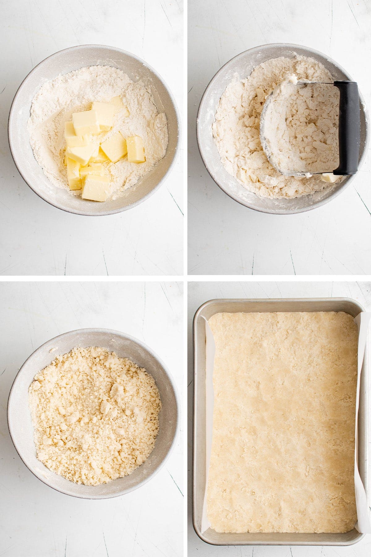collage of images showing how to make shortbread crust