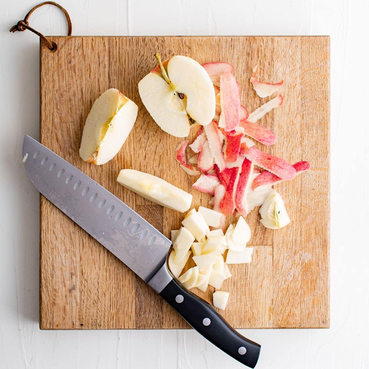 apples chopped on a cutting board