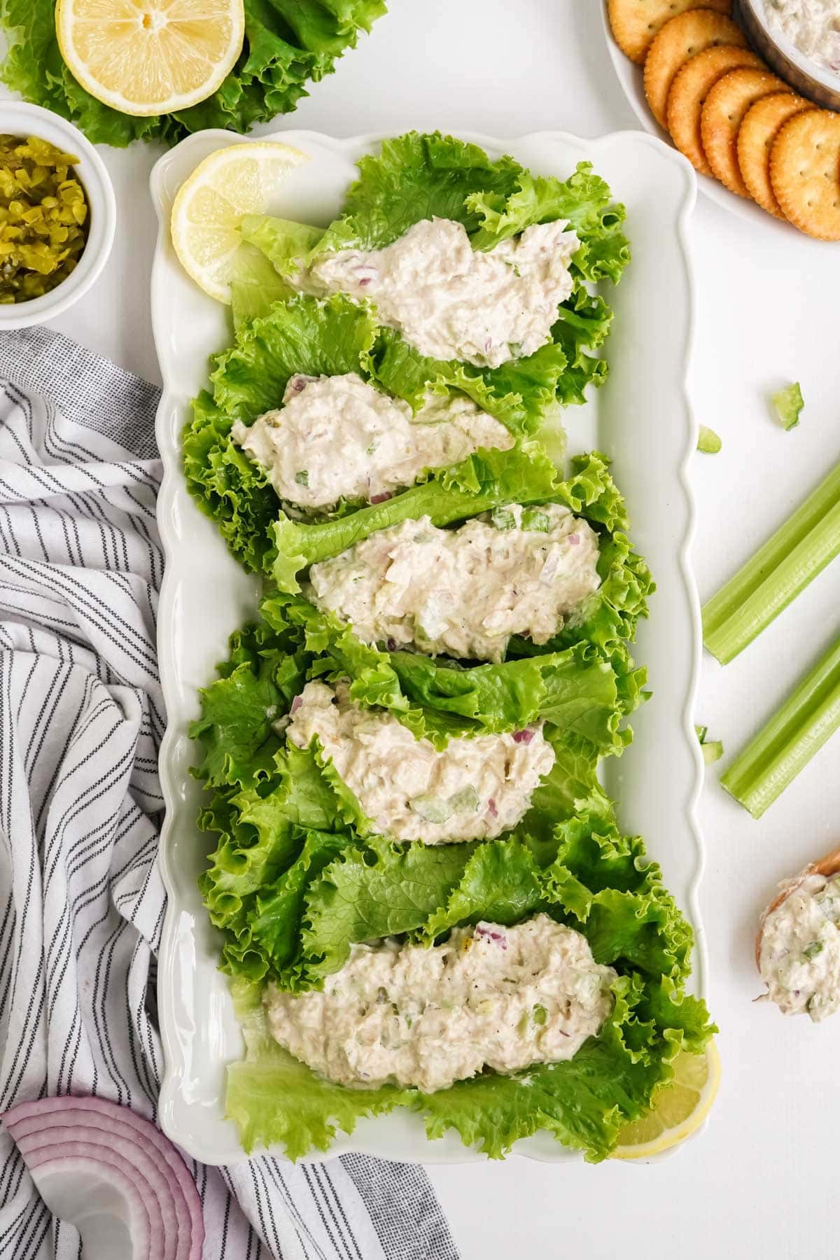 tuna salad in cups of lettuce