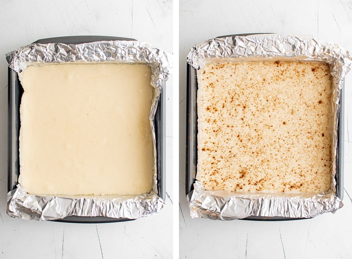 pan with foil and white chocolate rum fudge
