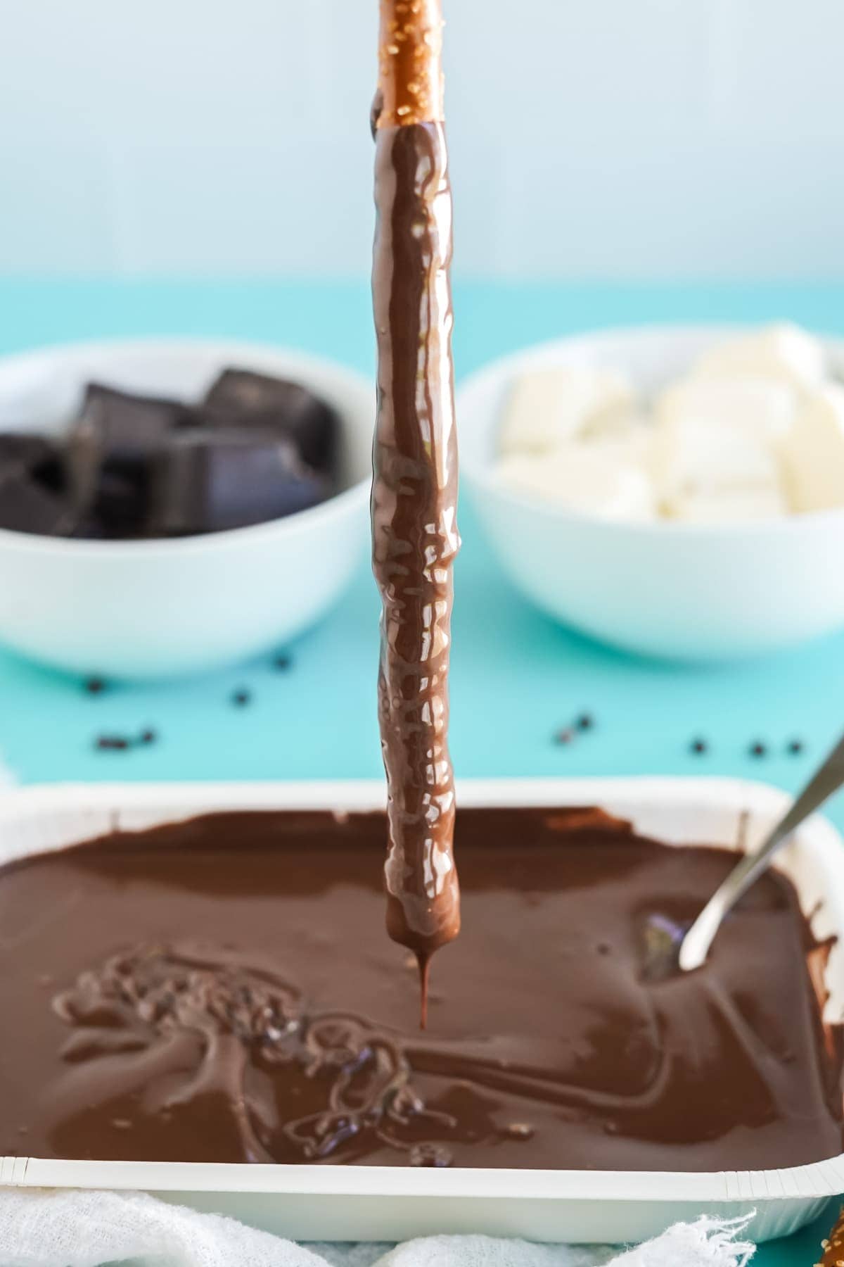 pretzel rod dipped in chocolate