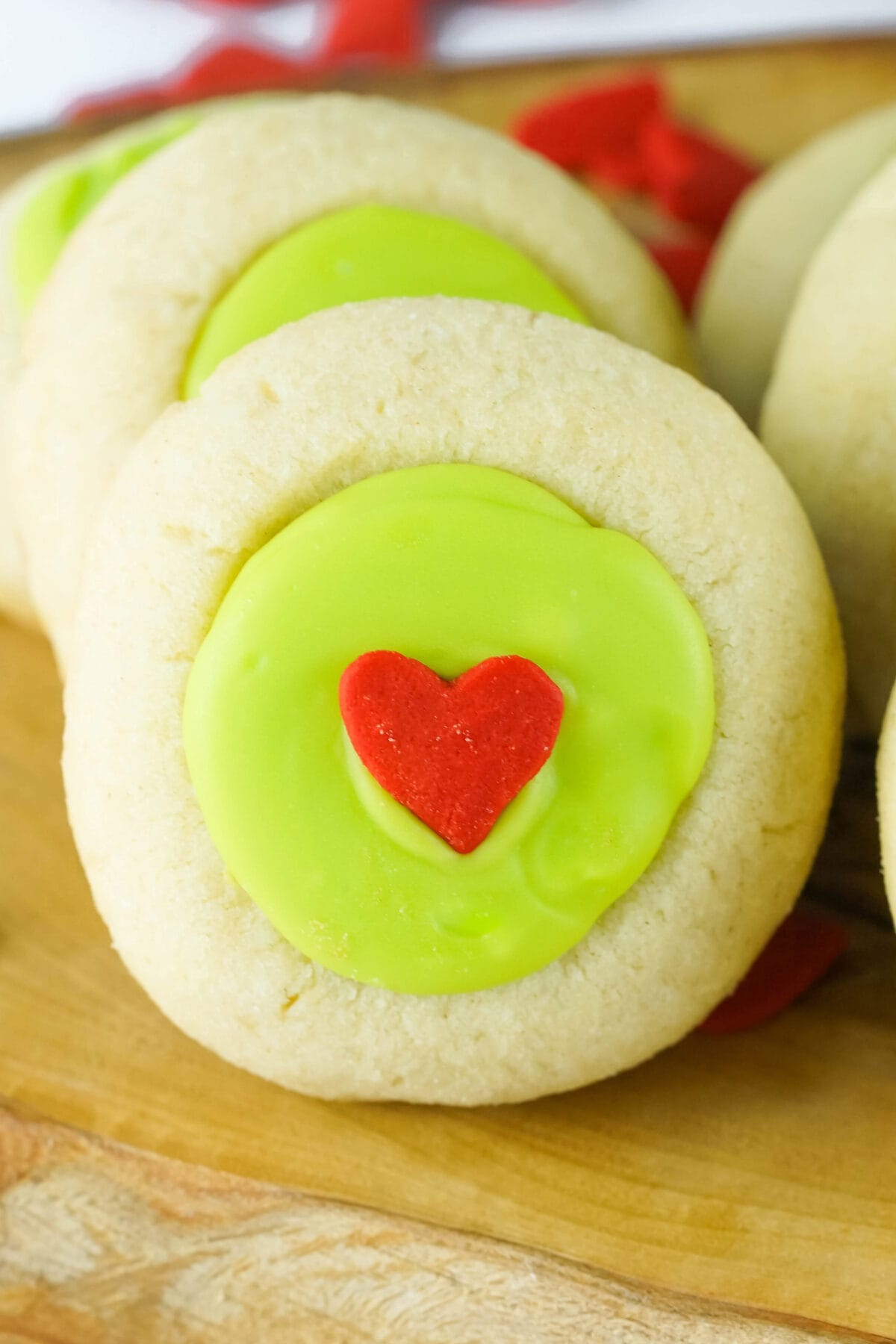 grinch cookie thumbprint cookie