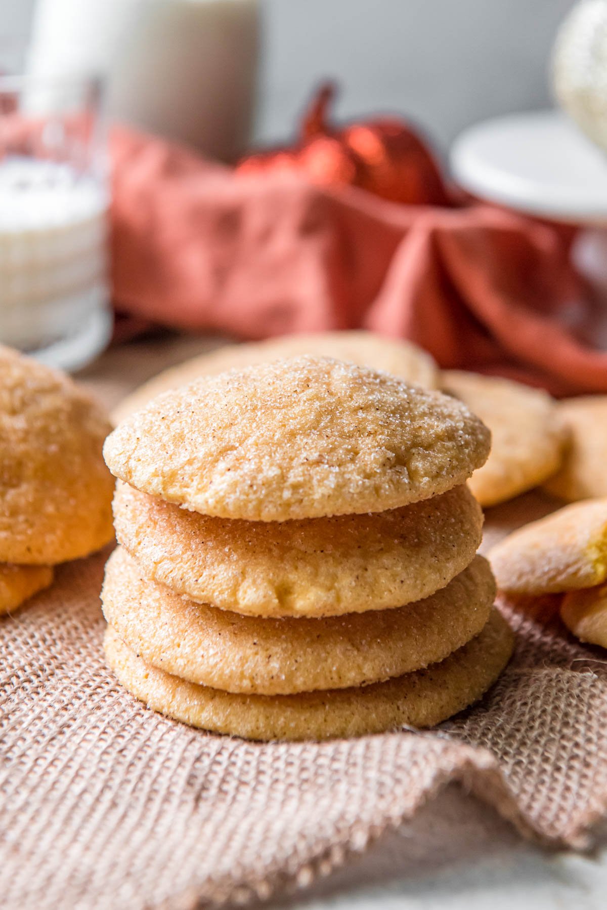 stack of pumpkin sugar cookies