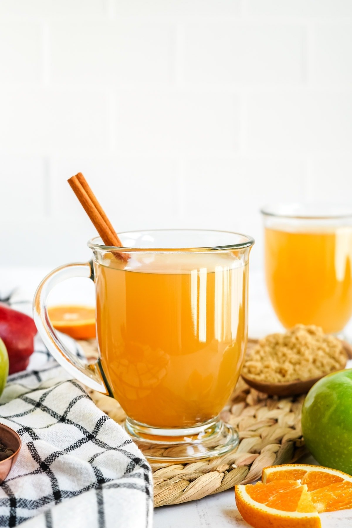 apple cider in a glass mug