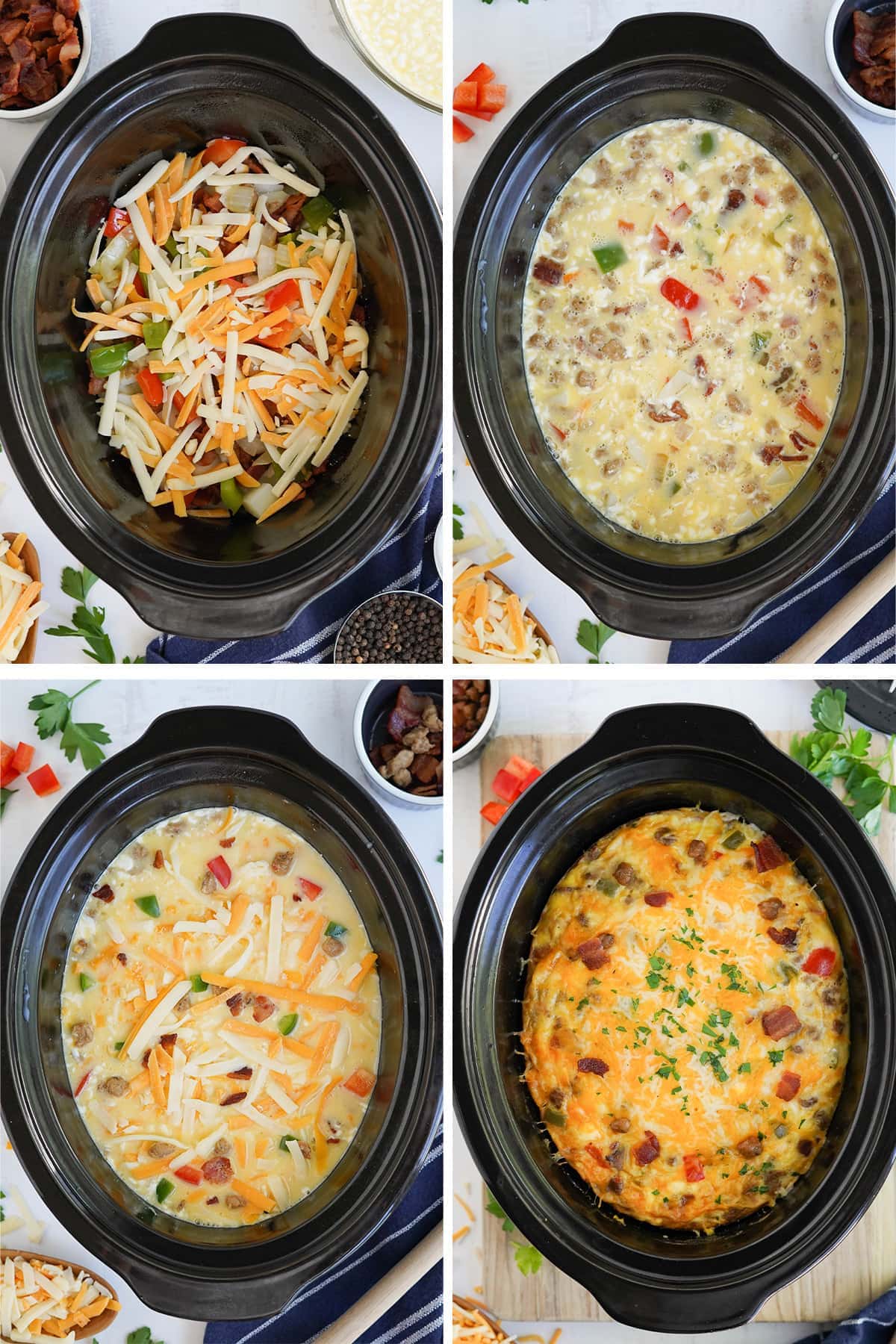 layers for a slow cooker breakfast casserole