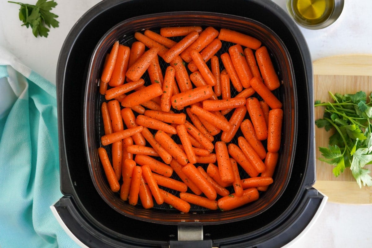 carrots in an air fryer basket