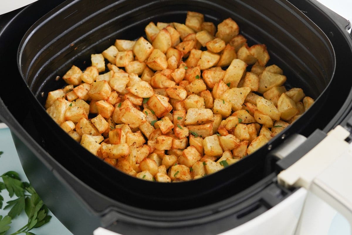 home fries in an air fryer basker