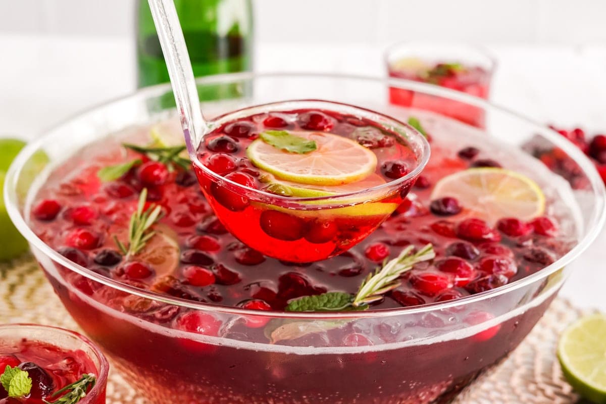 holiday punch in a punch bowl