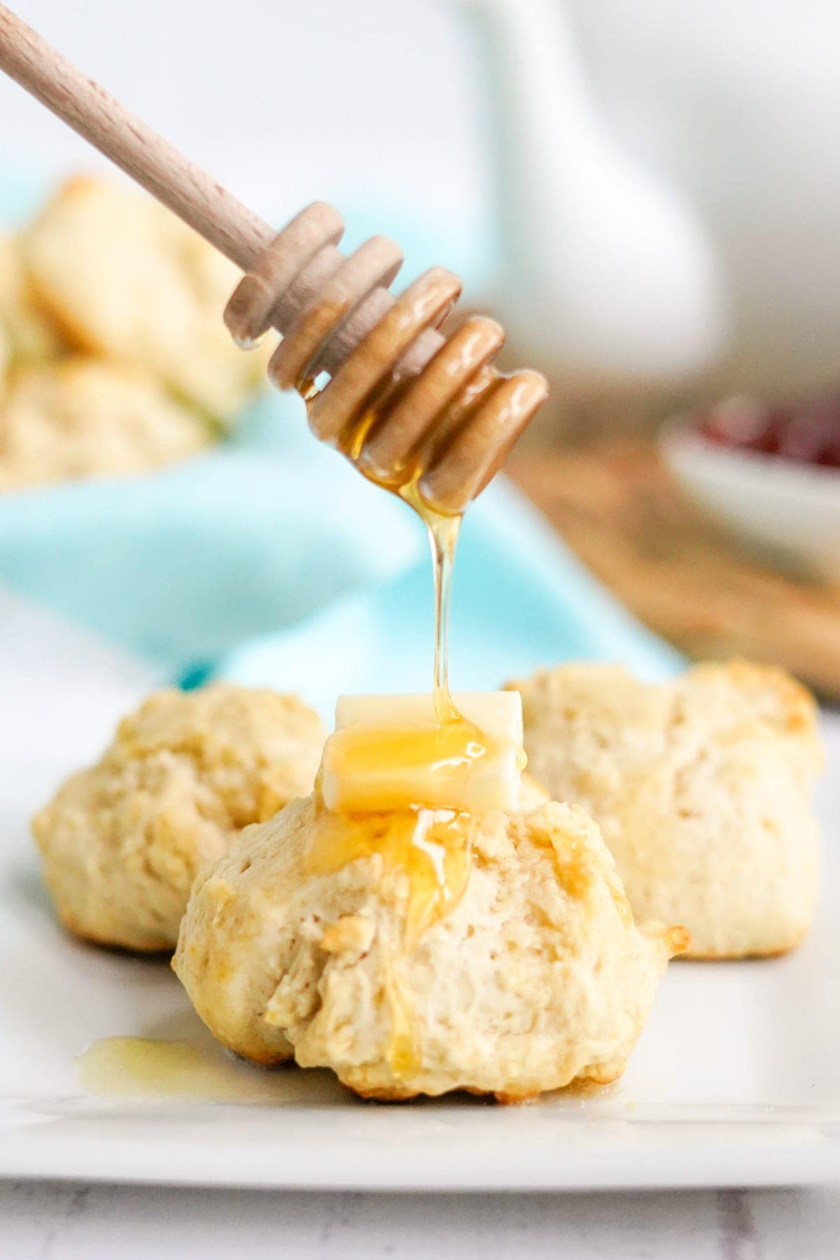 drop biscuit with butter and honey