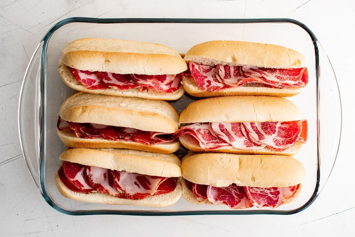 hoagie rolls with capicola ham