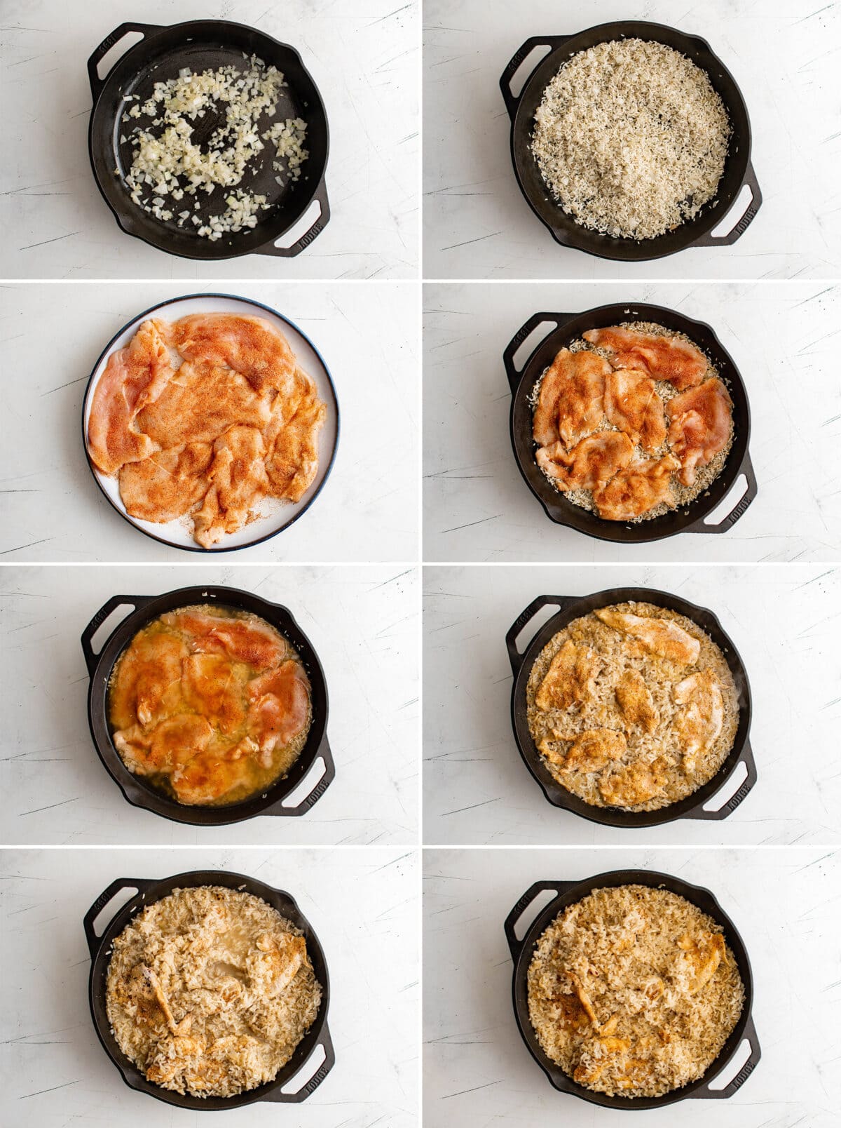 one pot chicken and rice casserole collage
